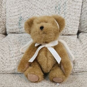 Boyds Bears Brown Stuffed Animal with White Ribbon